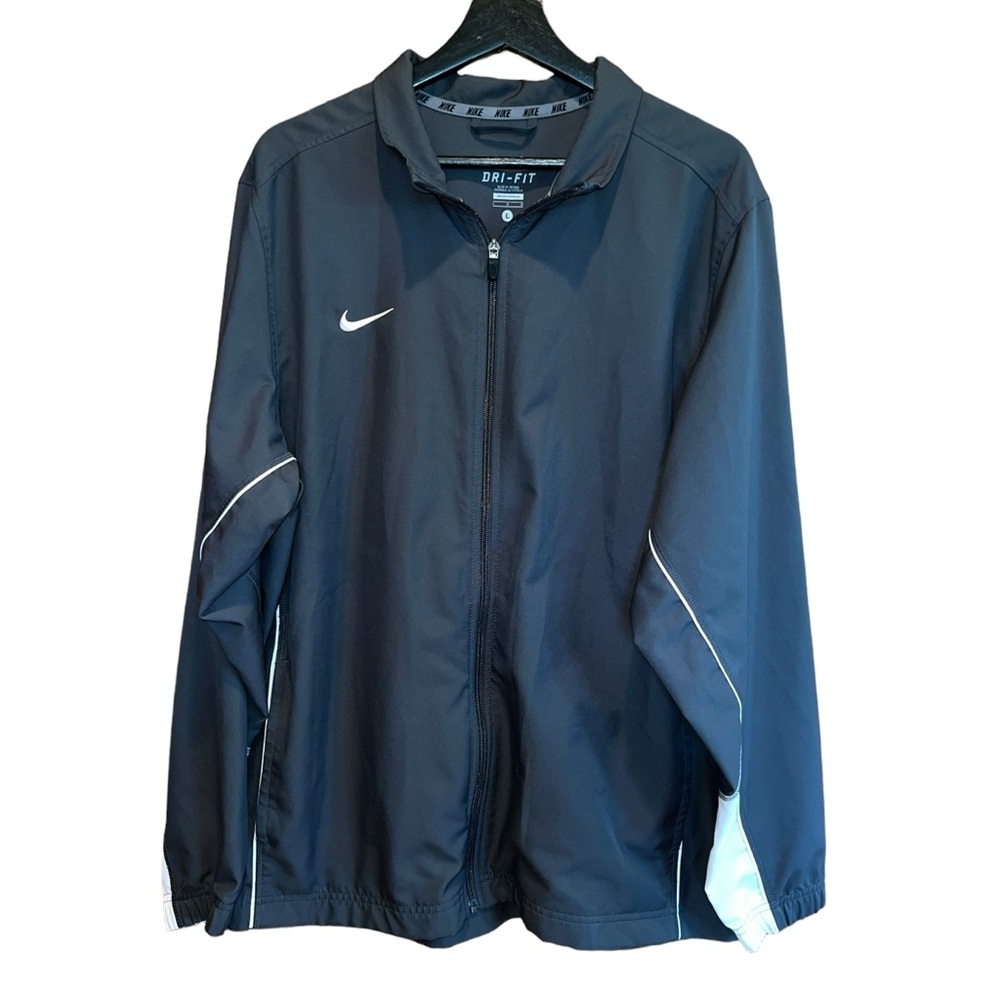 Nike Mens DriFit Windbreaker Jacket Size L Grey Color Block Full Zip W/Tiny Flaw
